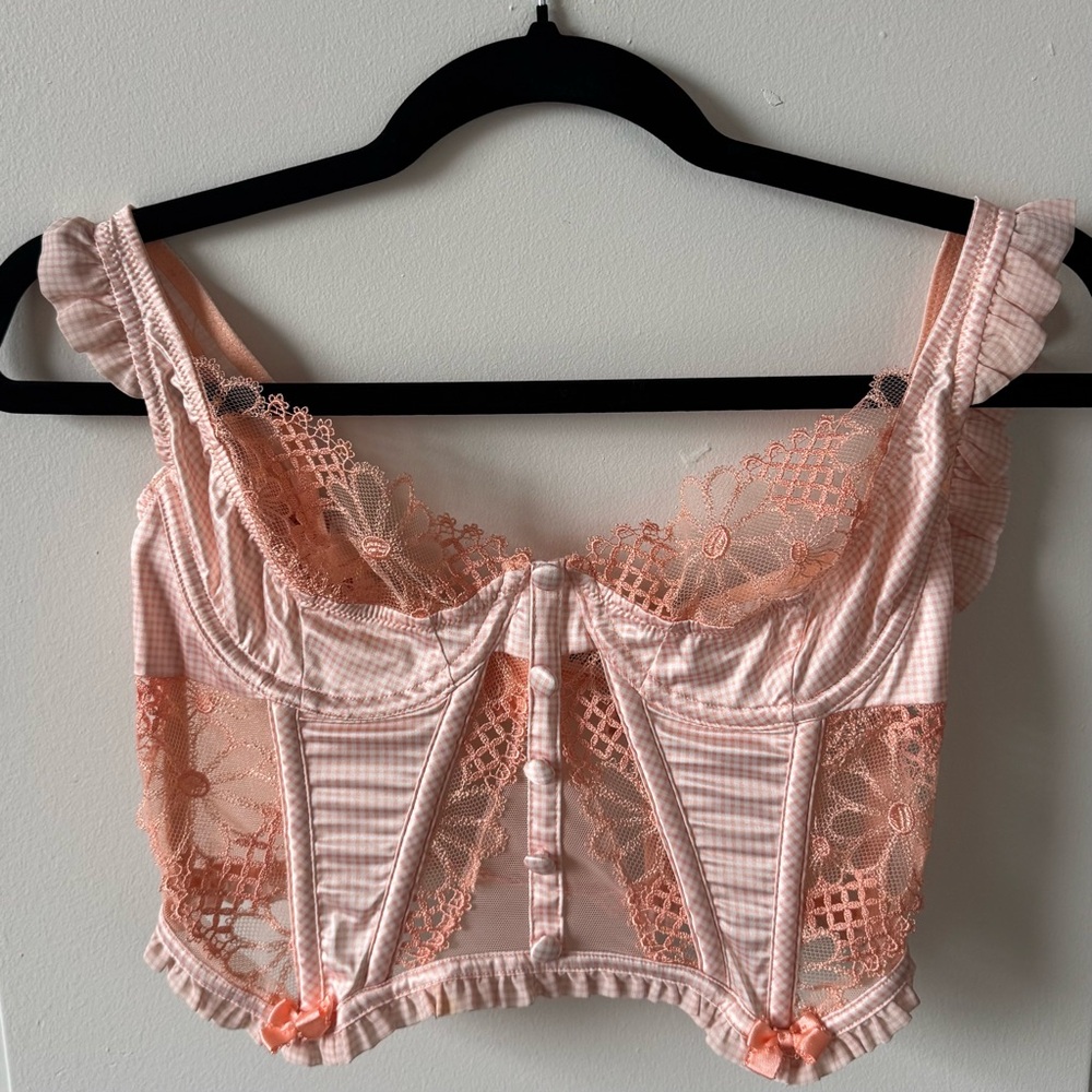 For Love And Lemons Pink Lace Crop Top
